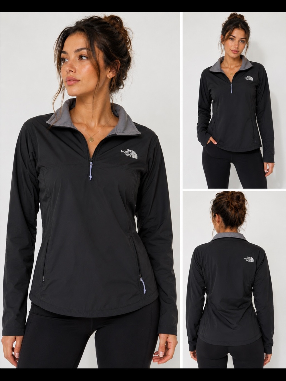 The North Face Black Quarter-Zip Fleece with Gray Contrast Collar